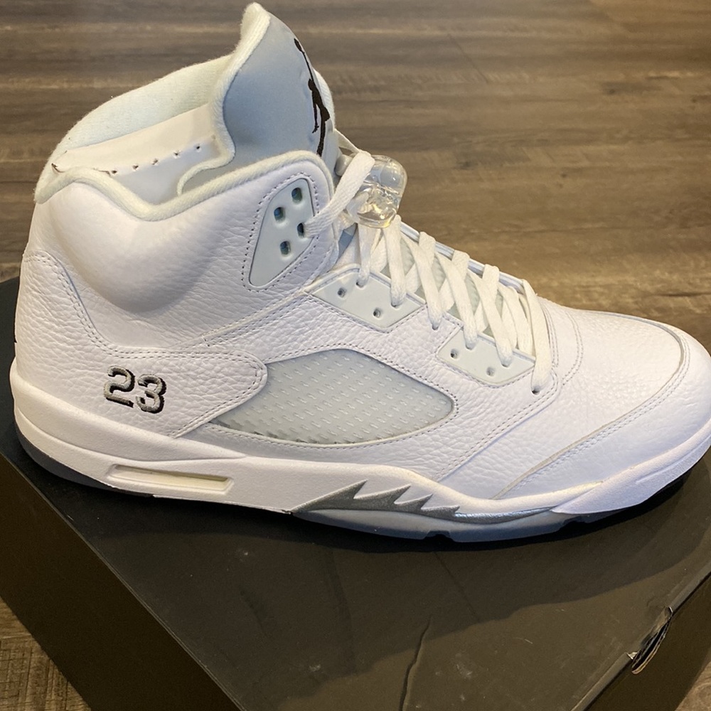 Jordan 5 Retro White Black Metallic Silver Size 14 (2015)